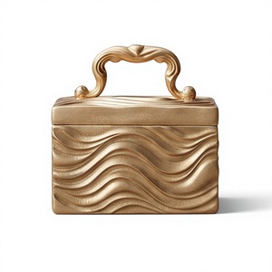 Caja de Lujo Rectangular para Frutos Secos con Diseño Creativo de Asa Enrollable y Acabado Dorado, Contenedor de Dátiles, Organizador de Alimentos, Envase Metálico - Product Image 1