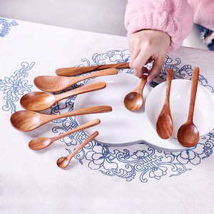 Detomate Acacia Wood Soup Spoon Jam Knife <strong>Cutlery</strong> Set-8-Piece <strong>Children's</strong> Dinnerware Modern Minimalist Design China Origin - Product Image 2