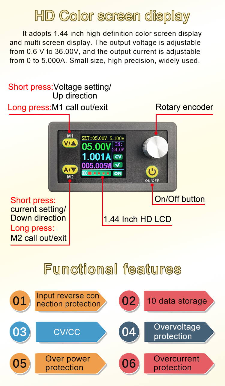 Boost Converter Programmable Power Supply LCD Display WZ3605E