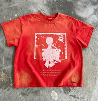 T-shirt personnalisé surdimensionné et court, style streetwear, avec motif graphique DTG, effet délavé vintage, en coton épais pour homme
