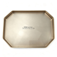 Plateau de service octogonal en aluminium anodisé doré, plateau décoratif en métal personnalisé pour le café, le thé, le stockage des aliments