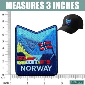 แผ่นปักลาย CustomNorway ขนาด 3 นิ้ว รีดติดหรือเย็บติดได้ ของตกแต่งผ้าสำหรับเดินทาง ของขวัญ - Product Image 3