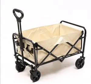 Klappwagen Trolley schwerer zusammenklappbarer Dienstwagen Geländewagen Anhänger Pull-Out Patio Garten Strandwagen Canvas-Wagen