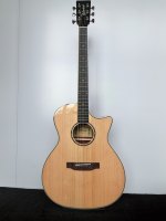 Customizable Glossy Acoustic Guitar Spruce Top Mahogany Plywood Natural Wood Finish
