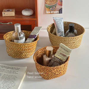 Panier rond en <span class=keywords><strong>osier</strong></span> grande taille pour fleurs, panier de rangement, décoration d'intérieur, organisateur de bureau et boîte de rangement pour cosmétiques – Offre Spéciale - Product Image 1