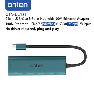 ONTEN bán buôn 5 trong 1 <span class=keywords><strong>USB</strong></span>-C để RJ45 100Mbps Card mạng <span class=keywords><strong>USB</strong></span> <span class=keywords><strong>Hub</strong></span> (<span class=keywords><strong>USB</strong></span> 3.0 + <span class=keywords><strong>USB</strong></span> 2.0*2) với 5V cổng điện OTN-UC121 - Product Image 3