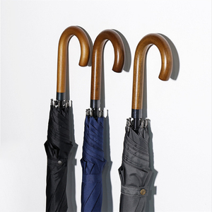 FO Auto-Open Wooden J Handle Golf Umbrella with Custom Logo Straight Pattern Semi-Automatic Control for Business Gifts