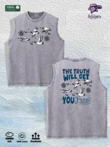 Gilet imprimé oiseaux et proverbes, entrepôt local américain, 3 couleurs, coton respirant, haut tendance - Product Image 3