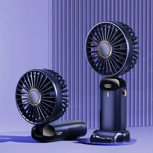 Mini ventilateur USB portable pliable à suspendre au cou, 5 vitesses, rechargeable par USB, avec support de téléphone et écran d'affichage - Product Image 2