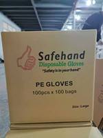 PEHD sans poudre grand sac plié emballage jetable Transparent en plastique de qualité alimentaire Pe main doigt gants de ménage