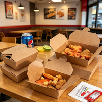 Boîtes d'emballage personnalisées en papier rigide gaufré biodégradable pour plats à emporter, corndogs, poulet frit, frites, hot-dogs, restauration rapide