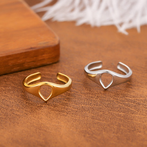 2026 Trendy Minimalist Open <b>Adjustable</b> Stainless Steel <b>Rings</b> Women's Fashion Gold/<b>silver</b> Plated Statement Gift - Product Image 4