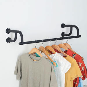 ราวแขวนเสื้อผ้าติดผนังเหล็กดัด ที่เก็บของโลหะรูปสี่เหลี่ยมผืนผ้า ทนทานสำหรับติดหลังประตูบนผนัง - Product Image 2