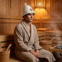 Chapeau de sauna réutilisable en feutre de laine 100% naturelle haute densité, doux, imprimé dessin animé, protection intégrale des oreilles, anti-brûlure, style russe