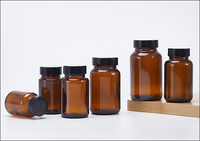 Vente en gros 65ml à 300ml Verre Brun Clair Réactif Médecine Capsule Pilule Bouteille Avec Large Bouche Vis Couvercles