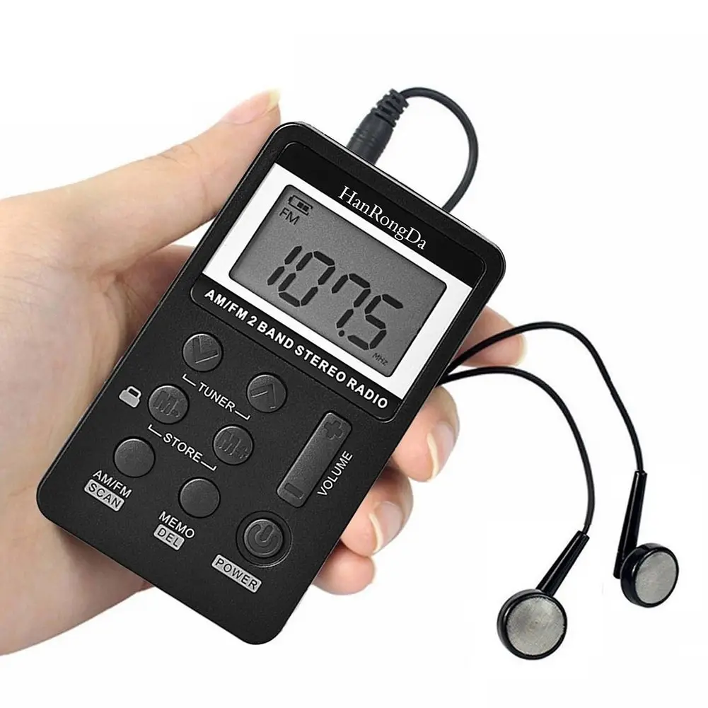 Mới nhất mini xách tay AM/FM 2-band Stereo scan đài phát thanh với màn hình LCD hiển thị và loa màn hình kỹ thuật số Mini loại