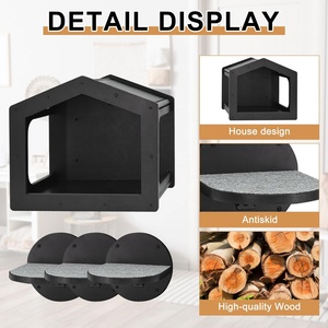 Étagère d'escalade murale en bois pour chat sur mesure <span class=keywords><strong>canapé</strong></span> 1 appartement pour chat et 3 grandes marches pour chat avec patins à gratter escalade intérieure - Product Image 6