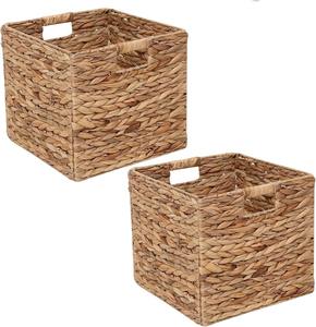Paniers cubes en osier pliables, tressés à la main en jacinthe d'eau, organisateurs de linge, paniers de rangement en jacinthe d'eau tressée - Product Image 1