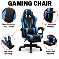 Chaise de jeu en cuir PVC ALINUNU ODM OEM pour usage domestique, chaise de jeu ergonomique avec appui-tête et coussin lombaire