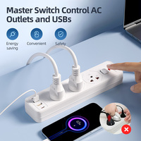 Enchufe de Extensión con Múltiples Tomas de Corriente y Puertos USB, Seguro para Niños, Cable Duradero de 1.8m, Interruptor Principal para Escritorio de Oficina