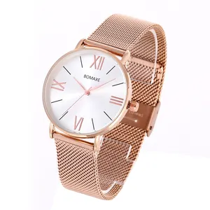 Simple Ultra Thin Ins Fashion Mesh Latest Design Quartz Ladies Rose Gold Diamond Dress Bracelet Minimalism Wrist Women Watches