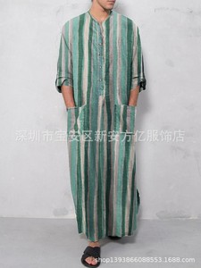 Abbigliamento etnico medio oriente Oman Robe da uomo in poliestere girocollo arabiano Robe Turks uomo Thobes abbigliamento islamico - Product Image 5