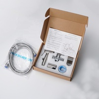 Ensemble de pulvérisateur de bidet portatif en acier inoxydable 304, avec robinet en laiton en T et tuyau en acier inoxydable de 1,5 m, kit d'hygiène féminine pour toilettes, norme américaine