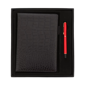 Cuadernos forrados de tapa dura de cuero de cocodrilo A5 con bolígrafo 100 hojas páginas interiores de tela impresa regalos universitarios escolares de vacaciones - Product Image 5