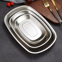 Nouveau Plateau Rectangulaire en Acier Inoxydable 3 Tailles pour Barbecue, Fruits, Rangement de Cuisine, Facile à Nettoyer, Utilisation Domestique et Traiteur