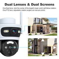6MP HD lensa ganda 2 layar tampilan 5X Zoom PTZ 360 ° panggilan 2 arah IP65 Kamera CCTV deteksi manusia luar ruangan IP Wifi 2.4G kamera surya