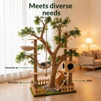 Arbre à chat en pin - Vente de liquidation - Lit pour chat intégré, jouet, griffoir et teaser - Maison d'arbre minimaliste pour chats de compagnie