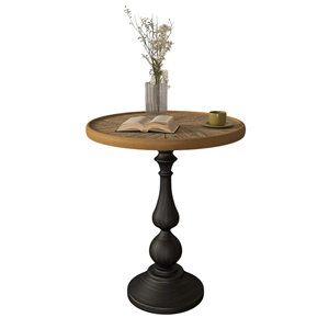 Table d'appoint de style campagnard français, petite table à thé moderne, table d'appoint sur piédestal, table d'appoint rétro en bois pour l'entrée - Product Image 6