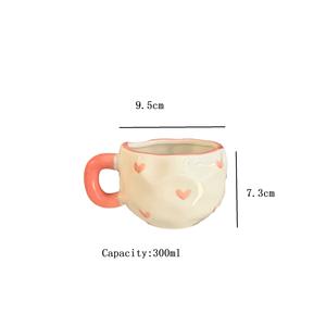 Ins mignon Girly pétri à la main tasse en céramique irrégulière créatif dessiné à la main tasse à café Logo personnalisé nordique Latte Cappuccino tasse - Product Image 6