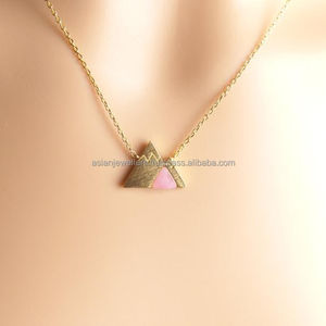 Collier en argent sterling 925, pierre précieuse de quartz rose, or de montagne, vermeil, finition mate - Product Image 1