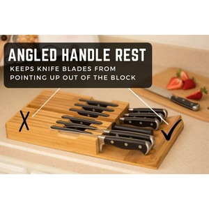 Soporte de madera para cuchillos, organizador de cuchillos de cocina de bambú de 7 piezas, soporte duradero para cubiertos para uso doméstico - Product Image 4
