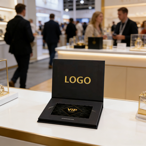 Scatola Regalo <span class=keywords><strong>VIP</strong></span> Personalizzata Nera e Oro con Slot, Lussuosa Scatola Rigida in Carta per Carte <span class=keywords><strong>VIP</strong></span> 3D, Carte da Gioco e Abbonamenti Premium - Product Image 1