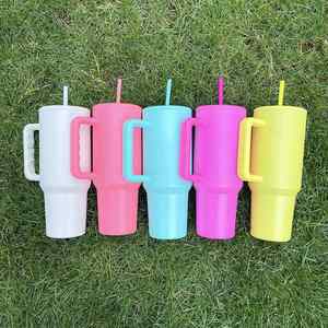 H3.0 Sublimation Bright Matte 40 oz <b>Mug</b> <b>Large</b> Capacity Insulated Tumbler With Handle and Straw - Product Image 1