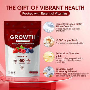 Vitaminas para el Crecimiento del Cabello, Colágeno, Biotina, Suplemento de Gomitas de Belleza para Adultos - Antioxidante y Apoyo para el Crecimiento de Uñas y Cabello - Product Image 3