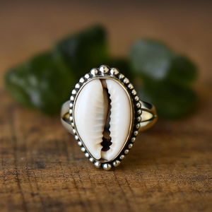 Oxidized Sterling Silver Cowrie Shell <b>Statement</b> <b>Ring</b> Artisan Handmade Jewelry for Everyday Wear Special Occasions - Product Image 5