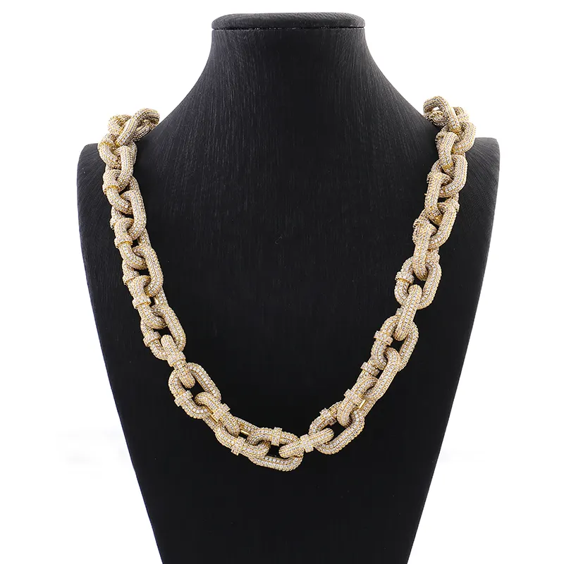 Gold plated silver custom Cuban link chain with moissanite diamond and free engraved letters in cheap price
