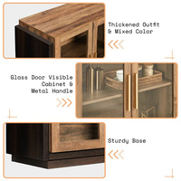 Buffet en bois blanc de style luxe léger 2024, grande capacité de rangement, 4 portes en verre