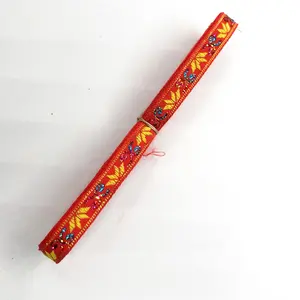 Atacado 1 cm de largura folha de bordo estilo nacional rendas guarnição roupas fita jacquard