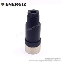 Connecteur femelle droit en plastique automobile EnerGiz Electronics M12 à code A, 4 broches, avec placage or cuivre, 4A 250V