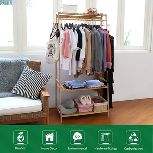 Bambou Vêtements <span class=keywords><strong>Rail</strong></span> Stand Vêtements Rack De Stockage <span class=keywords><strong>Étagère</strong></span> De Chaussures pour La Maison Chambre - Product Image 5