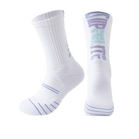 Chaussettes de sport pour hommes Supper Elite 2026 – Basketball, athlétisme, combat – Design dégradé avec lettres, chaussettes mi-mollet en tissu éponge, faible MOQ