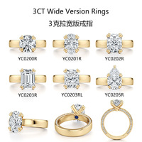 3-Karat Breite Version S925 Reines Silber mit 18k Gold Beschichtung Besetzt mit Moissanit Modischer Ring für Damen