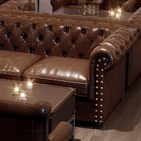 Ensemble de meubles de bar rétro de style américain, chaise en cuir capitonnée et table ronde pour café, pub, salon