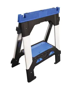 Sturdy Durable Heavy-Duty Folding Sawhorse Jobsite Table with Adjustable Telescopic Legs