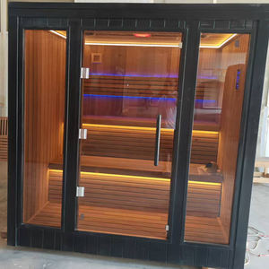 Cabine de sauna extérieur en cèdre au design <span class=keywords><strong>nordique</strong></span> moderne personnalisé 6KW poêle électrique en cèdre rouge ioniseur d'oxygène à vapeur humide en bois massif rapide - Product Image 4