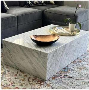 BOTON STONE Pierre Artificielle Moderne <span class=keywords><strong>Blanc</strong></span> Calacatta Poli <span class=keywords><strong>Blanc</strong></span> Comptoirs Plinthe Bloc Carré Marbre Table Basse - Product Image 5